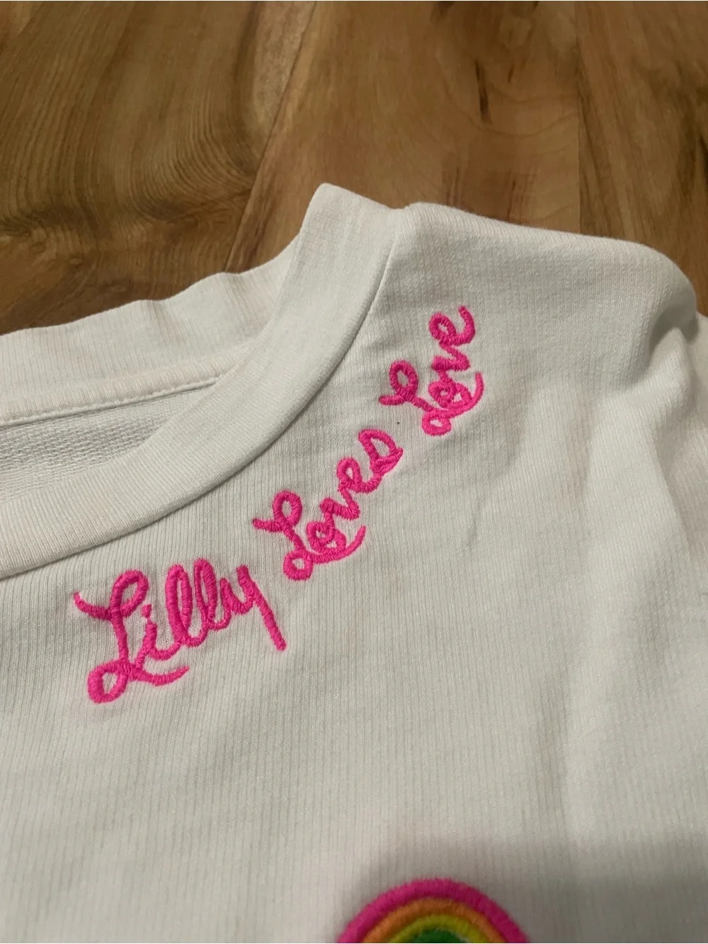 Lilly Pulitzer Sheridan Lightweight Sweatshirt Rainbow Embroidered Crewneck S